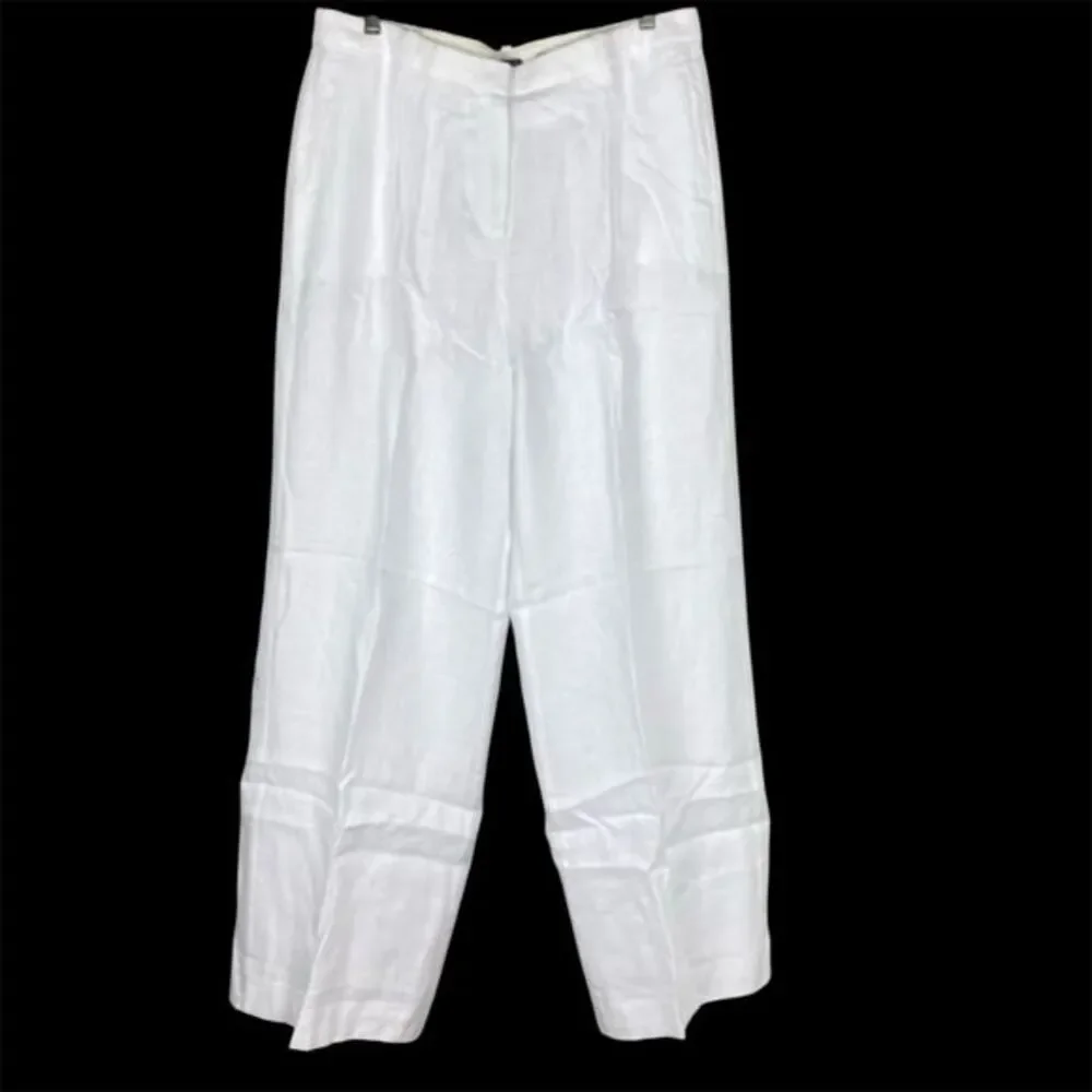 J Crew White Wide Leg Essential Pant Linen Sz 14 TALL Old Money Minimalist - Picture 2 of 10